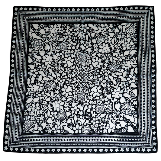 【セット商品】MUSUBISM 風呂敷「花結び」 & レザーストラップ(ブラック)セット / 結ばず通すだけ、簡単ハンドバッグ